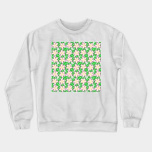 Pink Yellow Frangipani Flower Pattern Crewneck Sweatshirt